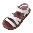 thumbnail image 1 of newwalpole Girls Sandals Summer Flats Dress Sandals Shoes Toddler/Little Kid White for Size 10, 1 of 8