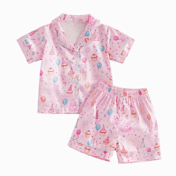 newwalpole Girls Satin Pajamas, Coat Style Silky Button Up, Size 6-16 | 2-Piece Button-Front Design; Easy Dressing; Relaxed Home Wear; Bedtime, Lounging, Sleepovers and Gifting (Red, 12-18 Months)