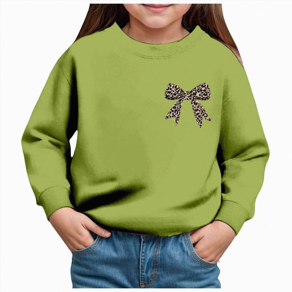 newwalpole Girls Sweatshirts Long Sleeve Pullover Crewneck Tops Shirts (Green, 4Y)