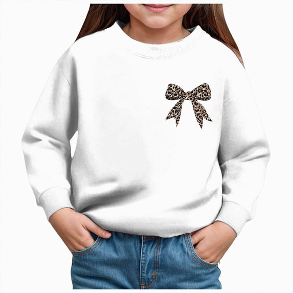 newwalpole Girls Sweatshirts Long Sleeve Pullover Crewneck Tops Shirts (White, 5Y)
