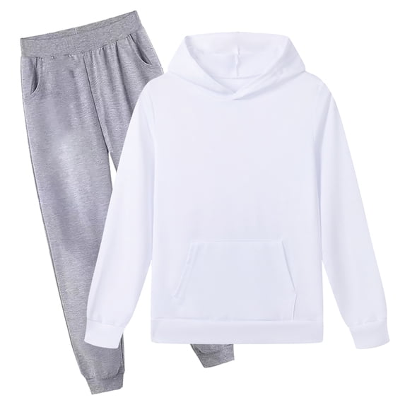 newwalpole Girls Sweatsuit Set 2 Piece Soft Long Sleeve Hoodie Sweatshirt and Sweatpants for Kids Fall Clothes Athletic Sweat Suit White for Size 15-16 Years
