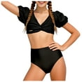 thumbnail image 1 of newwalpole Girls Swimsuit 2 Piece Bikini Set Tiered Ruffled Bathing Suit Adjustable Straps Girls' Swimwear Bronze for Size 9-10 Years, 1 of 9