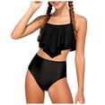 thumbnail image 1 of newwalpole Girls Swimsuit 2 Piece Bikini Set Tiered Ruffled Bathing Suit Two Piece Girls' Swimwear with Chest Pad Bronze for Size 13-14 Years, 1 of 9