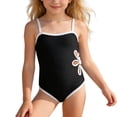 thumbnail image 1 of newwalpole Girls Swimsuit Cut Out One Piece Bathing Suit Color Contrast Trim Adjustable Straps Swimwear Size 9-16 Black for Size 9-10 Years, 1 of 5