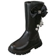thumbnail image 1 of newwalpole Girls White Combat Boots Mid Calf Lace Up Riding Boots PU Leather Side Zipper Punk Goth Boots for Kids Black for Size 12.5, 1 of 9