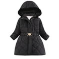thumbnail image 1 of newwalpole Girls Winter Warm Dress Coat Fleece Lined Jacket Fuzzy Hooded Long Jacket Kids Windproof Overcoat Outerwear Black for Size 4-5 Years, 1 of 8