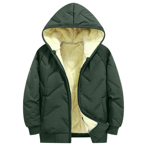 newwalpole Girls Winter Coat Warm Parka Puffer Jacket with Hood Amry Green for Size 6-7 Years