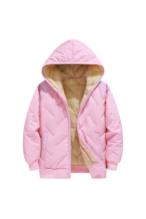 Girls Winter Coat Warm Parka Puffer Jacket with Hood Pink for Size 13-14 Years