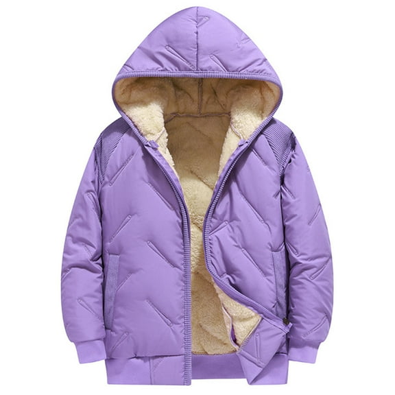newwalpole Girls Winter Coat Warm Parka Puffer Jacket with Hood Purple for Size 13-14 Years