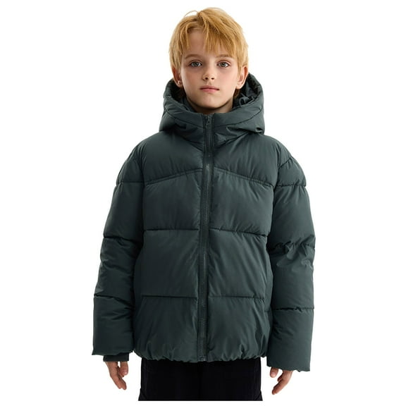newwalpole Girls Winter Coat Windproof Heavyweight Puffer Jacket Hooded Outerwear Soft Warm Quilted Down Coat Parka Green for Size 11-12 Years