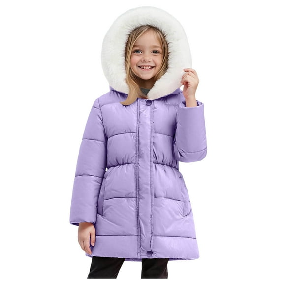 newwalpole Girls Winter Coats Hooded Sherpa Lined Lightweight Jacket Thick Warm Puffy Waterproof Windproof Cotton Shiny Jackets Light Purple for Size 11-12 Years
