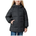 thumbnail image 1 of newwalpole Girls Winter Long Puffer Lightweight Coat Thick Padded Soft Fleece Jacket with Hood Black for Size 7-8 Years, 1 of 7