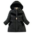 thumbnail image 1 of newwalpole Girls' Winter Puffer Jacket Thickened Overcoat Winter Coat with Fuzzy Lined Hood Waterproof Heavy Parka Warm Black for Size 3-4 Years, 1 of 8