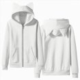 thumbnail image 1 of newwalpole Girls Zip up Hoodie Cute Long Sleeve Cat Jacket Kids Kitten Ear Hooded Sweatshirt with Pocket Teens Fall Clothes(White,7-8 Years), 1 of 9