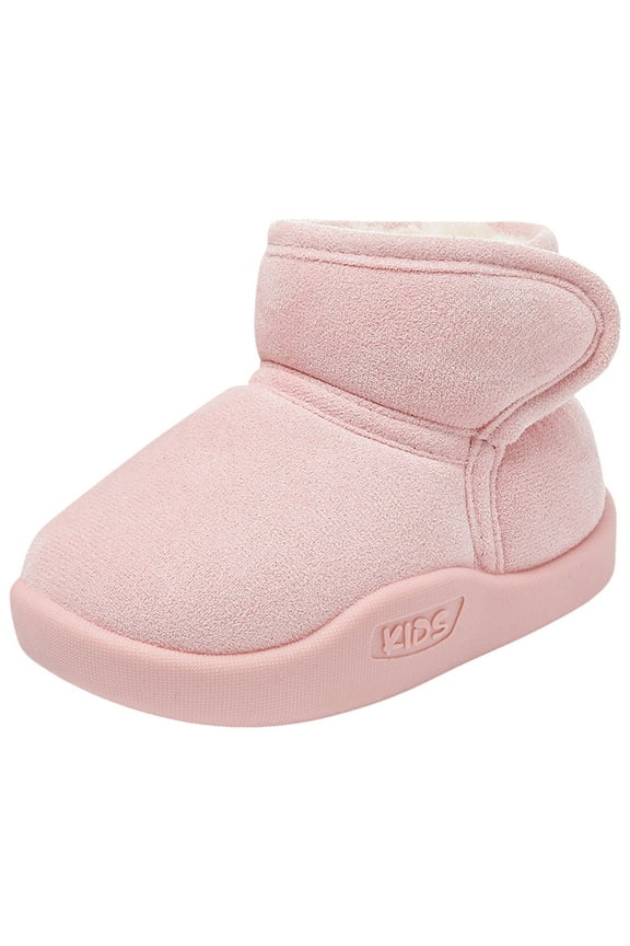 Girls and Boys Snow Fashion Ankle Boots Warm Walking Outdoor shoes with zipper (Baby/Toddler/Little kid) Pink for Size 9