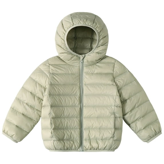 newwalpole Hooded Puffer Jackets for Boys and Girls – Lightweight and Packable – Autumn and Winter Coat, Warm and Comfy Light Green for Size 3-4 Years