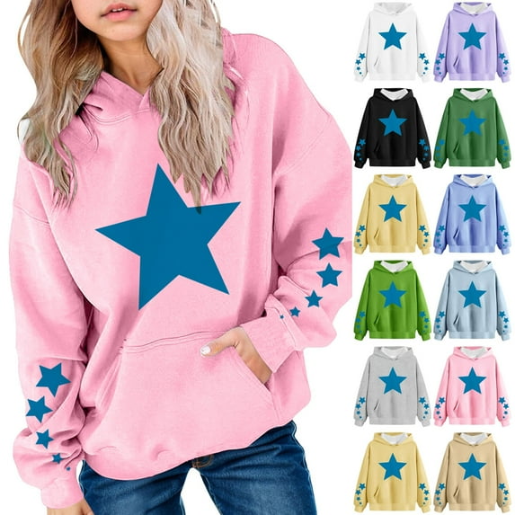 newwalpole Hoodies for Teen Girls Oversized Gradient Color Long Sleeve Sweatshirts Tween Girls Preppy Clothes Pullover Hoodies Khaki for Size 7-8 Years