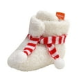 thumbnail image 1 of newwalpole Infant Baby Slippers Girls Boys Booties Warm Baby Socks Shoes Newborn Crib Footwear Prewalkers White-1 for Size 5, 1 of 9
