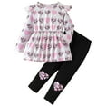 thumbnail image 1 of newwalpole Kid Girl Clothes Ruffle Sleeve Top Floral Allover Pants Fall Outfit Set Pink for Size 4-5 Years, 1 of 7