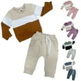thumbnail image 1 of newwalpole Kid Toddler Boy Clothes Color Block Sweatshirt and Casual Pants 2Pcs Boys Fall Winter Outfits Blue for Size 2-3 Years, 1 of 1