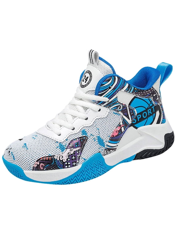 Kid's Basketball Shoes Boys Sneakers Girls Trainers Comfort High Top Basketball Shoes for Boys(Little Kid/Big Kid) Boys Shoes Boys Shoes Blue for 4
