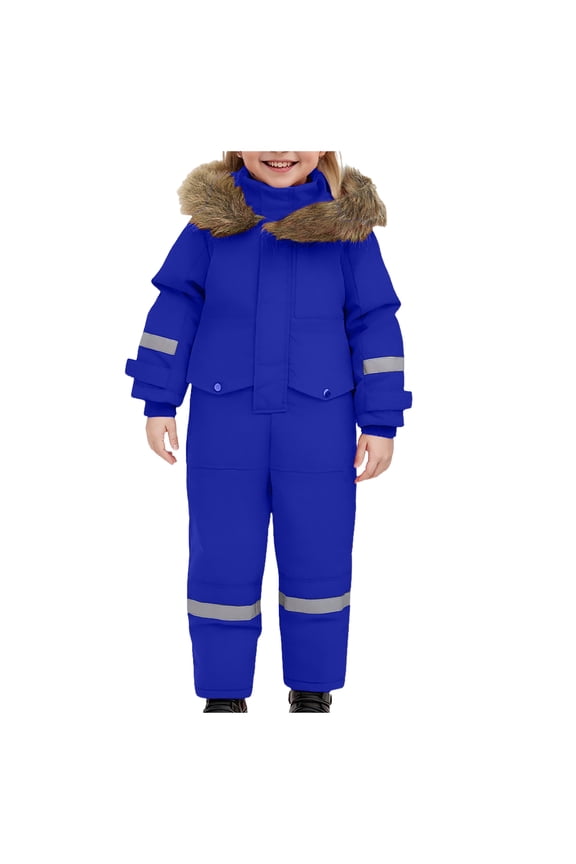 Kid's Winter Overalls Ski Suits Boy's and Girl's Waterproof Snowboard Jumpsuits One Piece Snowsuit Jackets Coats Blue for Size 3-4 Years