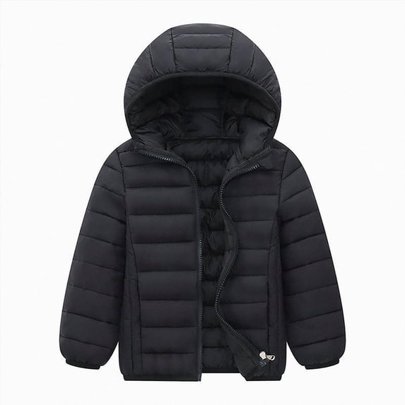 newwalpole Kids Boy Girl Winter Hooded Puffer Jackets Coats Light Weight Padded Outerwear(Black,10-11 Years)