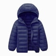 thumbnail image 1 of newwalpole Kids Boy Girl Winter Hooded Puffer Jackets Coats Light Weight Padded Outerwear(Navy,6-7 Years), 1 of 3