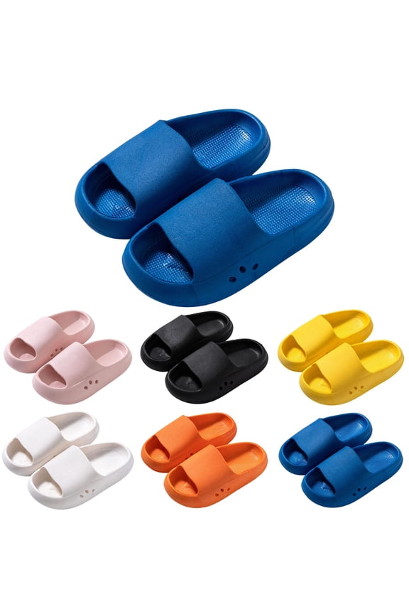 Kids Cloud Slides, Non-Slip Pillow Slippers for Girls Boys Thick Sole Open Toe Slides Shower Shoes for Indoor Outdoor Bathroom Pool Beach Slippers Pink for Size 9