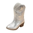 thumbnail image 1 of newwalpole Kids Cowboy Boots - Cowboy and Cowgirl Boots for Boys and Girls, Mid-Calf Square Toe Western Rodeo Boots with Embroidery and Side Zipper (Toddler/Little Kid/Big Kid) Silver for Size 13, 1 of 9