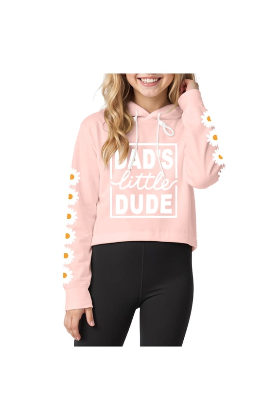 Kids Crop Tops Girls Long Sleeve Tee Shirts Cute Daisy Pinted Fashion Hoodies Pullover Top Pink for Size 7-8 Y