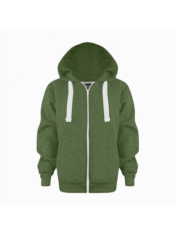 Kids' Full Zip Hoodie Sweatshirt Unisex Unisex Boys Girls Hooded Jackets Long Seelve Lightweight Solid Active Streetwear Coat(Green,6-7 Years)