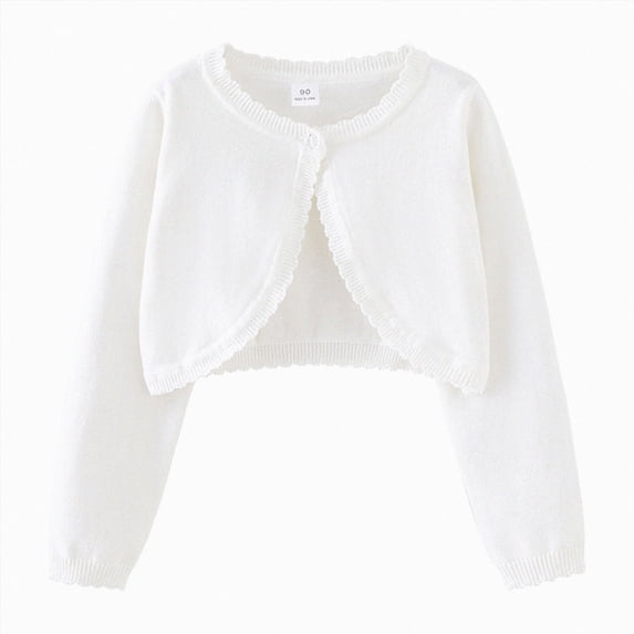 newwalpole Kids Girls Cardigan Long Sleeve Button Toddler Cardigan Knit Sweater (White, 9-10 Years)