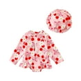 thumbnail image 1 of newwalpole Kids Girls Rash Guard Long Sleeve One Piece Swimsuits Zipper Bathing Suits UPF 50+ Tropical Plant Flowers with Hat Red for Size 6-12 Months, 1 of 9