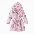 thumbnail image 1 of newwalpole Kids Hooded Bathrobe Girls Soft Plush Hooded Flannel Pajamas Sleepwear Boys Spa Robe (Light Pink, 5-6 Years), 1 of 9