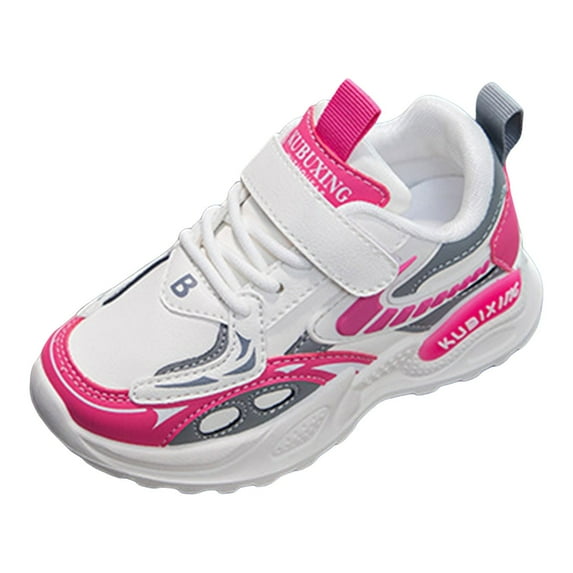newwalpole Kids Mesh Athletic Sneakers, Pink and Purple, Breathable Running Shoes with Hook and Loop Closure Pink for Size 11