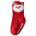 thumbnail image 1 of newwalpole Kids Slipper Socks - Girls Boys Christmas Anti-Slip Socks - Warm Thick Lining Cozy Soft Indoor Outdoor Gifts Red for Size 2.5-3 Years, 1 of 7