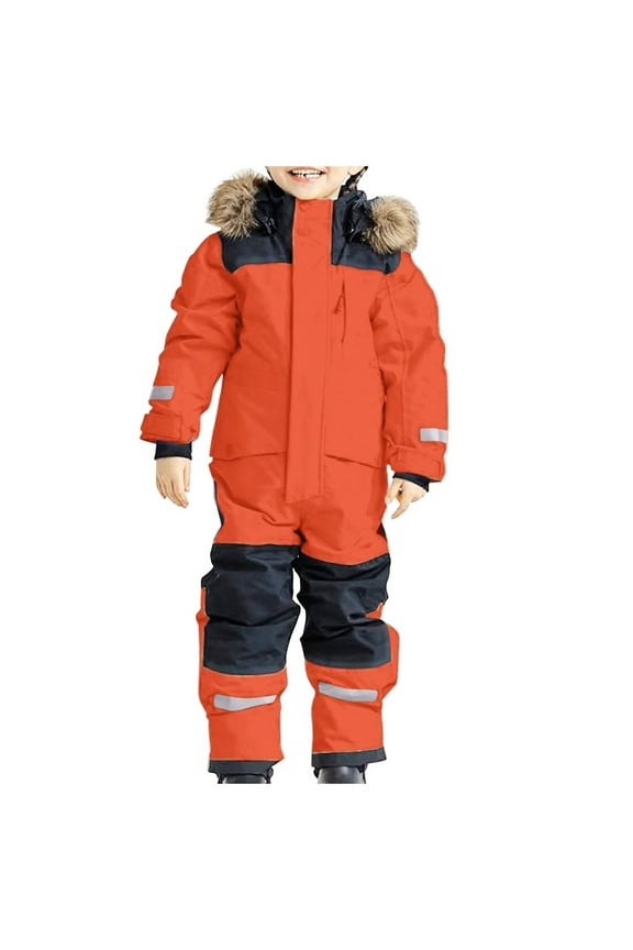 Kids Snow Suit Boys Girls One Piece Snowsuits 2025 Winter Warm Outdoor Overalls Waterproof Snowboarding Ski Suits Red for Size 12-13 Years