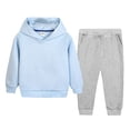 thumbnail image 1 of newwalpole Kids Sweatsuit Child Toddler Boys Girls Long Sleeve Solid Warm Hoodie Pullover Tops Pants Kids Outfits Sweat Suit Kids Sweatshirts Sky Blue for Size 9-10 Years, 1 of 6