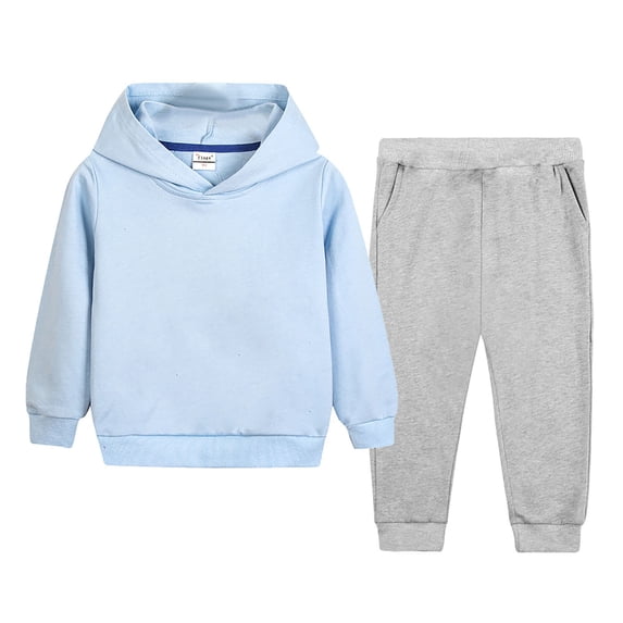 newwalpole Kids Sweatsuit Child Toddler Boys Girls Long Sleeve Solid Warm Hoodie Pullover Tops Pants Kids Outfits Sweat Suit Kids Sweatshirts Sky Blue for Size 9-10 Years