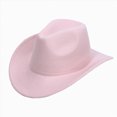 thumbnail image 1 of newwalpole Kids Western Cowboy Hat with Belt Felt Fedora Hat Western Cowboy Cowgirl Party Hat for Boys Girl(Pink,4-10 Years), 1 of 9