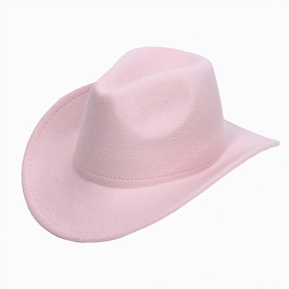 newwalpole Kids Western Cowboy Hat with Belt Felt Fedora Hat Western Cowboy Cowgirl Party Hat for Boys Girl(Pink,4-10 Years)
