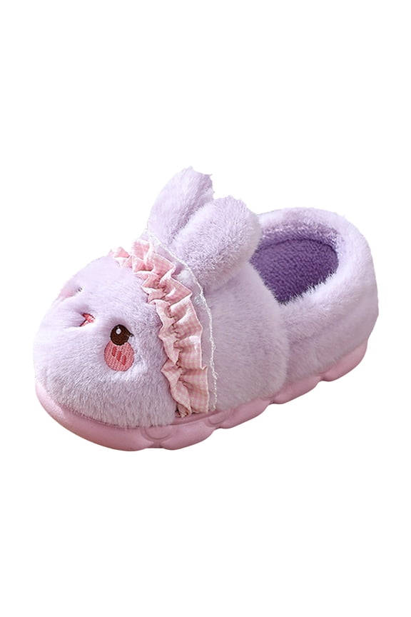 Kids slippers Fuzzy Soft Comfy Indoor House Shoes for boys girls (Toddler/Little Kids/Big Kids) Purple for Size 9