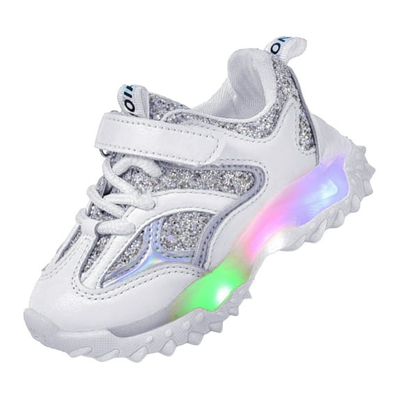 newwalpole Light Up Shoes Toddler Boys Breathable Mesh LED Flashing Walking Sneakers for Toddler and Little Kids White for Size 10