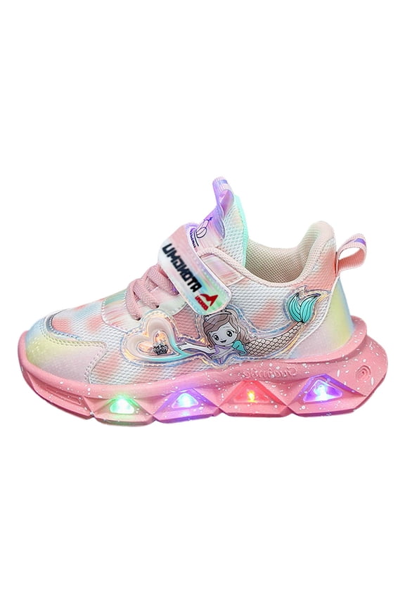 newwalpole Light Up Shoes Toddler Girls Boys Lightweight LED Flashing Glitter Mesh Breathable Adorable Sneakers for Toddler/Little Kid Pink for 1.5