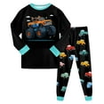 thumbnail image 1 of newwalpole Little Boys Pajamas for Toddler Clothes Set Planet Train Sleepwear Long Sleeve Cotton 2 Piece Kids Pjs Black for Size 2-3 Years, 1 of 7