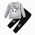 thumbnail image 1 of newwalpole Little Girls Unicorn Outfits 2 Piece Kids Ruffle Sleeve Sweatshirt + Leggings Fall Leopard Clothing Sets 2-10 Years Old (Grey, 3-4 Years), 1 of 9