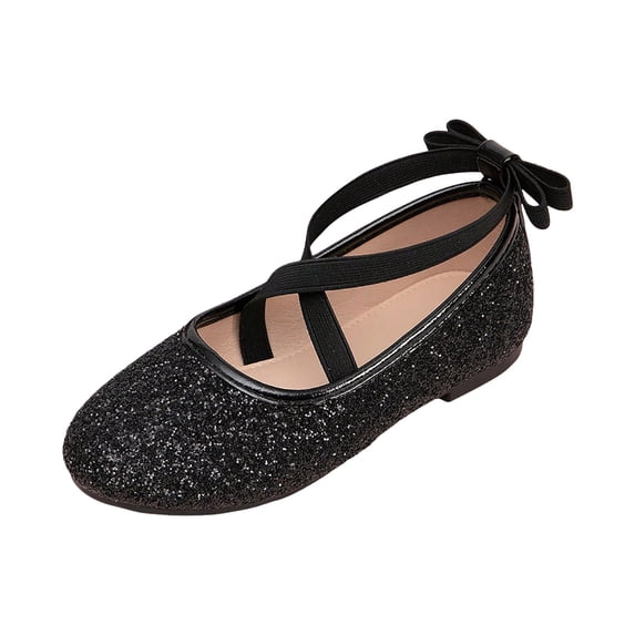 newwalpole Mary Jane Flats for Toddler Girls Little Kids Glittery Dress Princess Wedding Ballet Shoes Black for Size 11