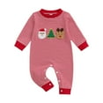 thumbnail image 1 of newwalpole Newborn Infant Baby Boy Girl Christmas Jumpsuit Long Sleeve One Piece Striped Romper Smocked Outfit Holiday Clothes Red for Size 0-3 Months, 1 of 4