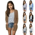 thumbnail image 1 of newwalpole Open Cardigans for Girl 5-14Y Long Sleeve Knit Sweater Cardigans Solid Lightweight Draped Long Cardigans with Pocket Black for Size 5-6 Years, 1 of 7